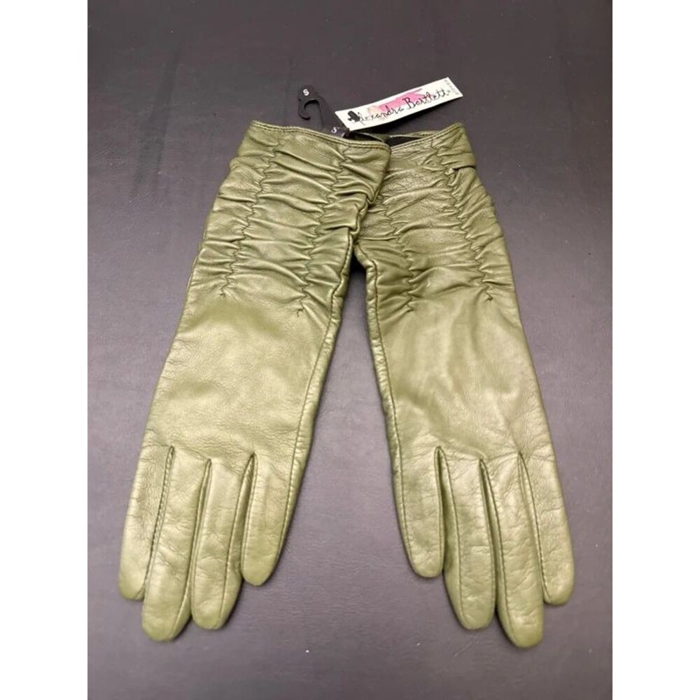 Alexandra Bartlett Olive Green Soft Leather Gloves NEW Sz Small